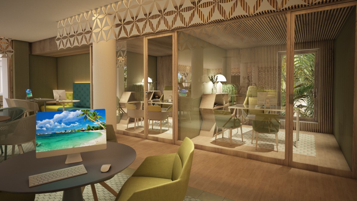 Cristales en lugar de paredes para conseguir que el espacio respire. Así mantenemos una configuración abierta y sobria, perfecta para todo tipo de reuniones.

Exclusive Traveler Club, Hotel Catalonia Costa Mujeres, Cancún, México. 2019. 
Concepto e interiorismo