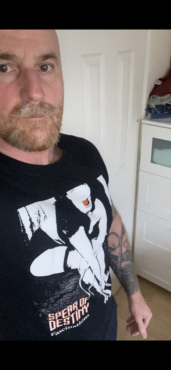 kenlackly's tweet photo. Hi, @BBC6Music #TShirtDay a bit of spear of destiny from sunny Sheffield 😉 https://t.co/RrvJGvNnDX