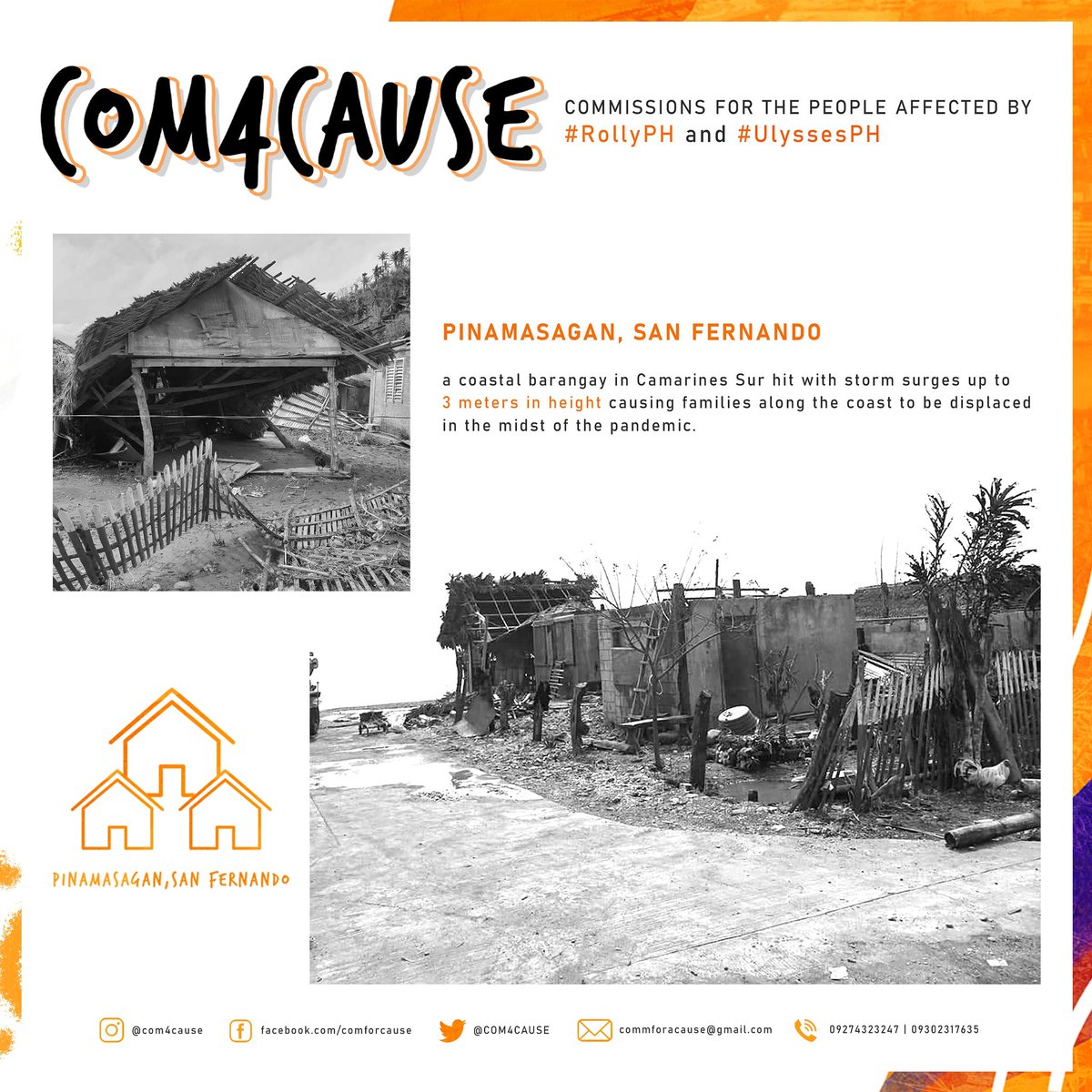 COM4CAUSE's tweet photo. Pinamasagan, San Fernando, a coastal barangay in Camarines Sur hit with storm surges of up to 3 meters in height causing families along the coast to be displaced in the midst of the pandemic. https://t.co/k11EIenyB7