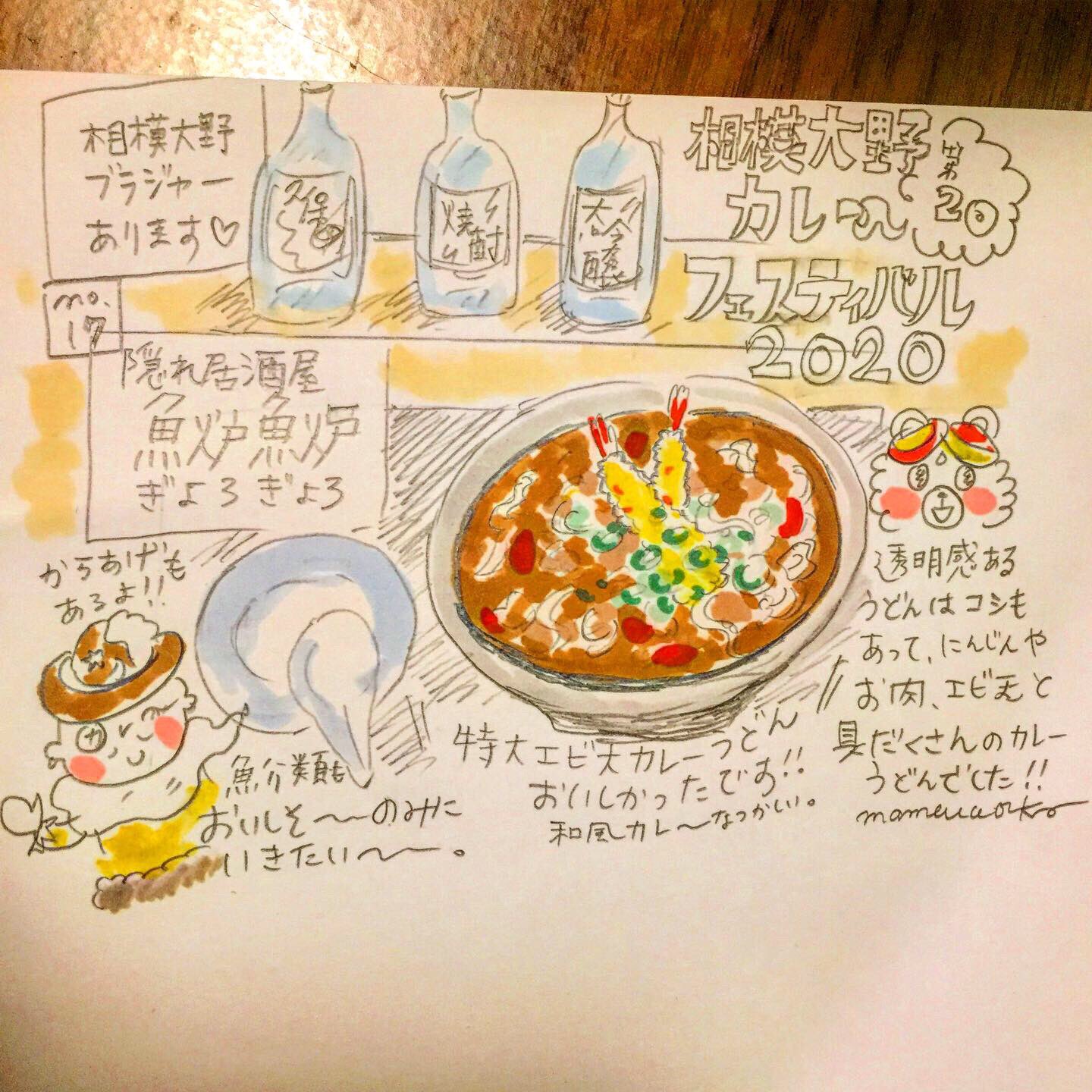 カレーおじさん食べ歩きレポ 相模大野カレーフェスティバル 食レポ イラスト 魚炉魚炉 カレーうどん T Co Wh0539ezak Twitter