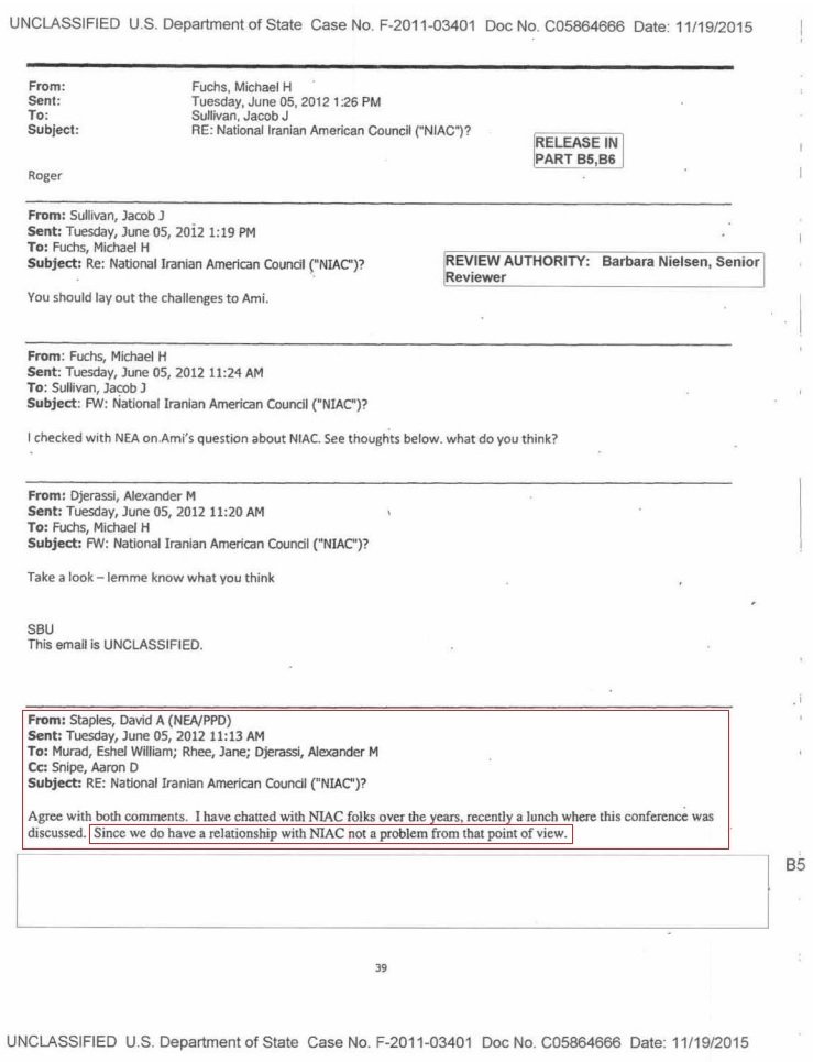 4)The Obama admin was in bed with Iran’s regime & its lobby group NIAC, based on released emails.“I have chatted with NIAC folks over the years”“we do have a relationship with NIAC”NIAC even sought the Obama admin’s advice on paying President Clinton for a speech.