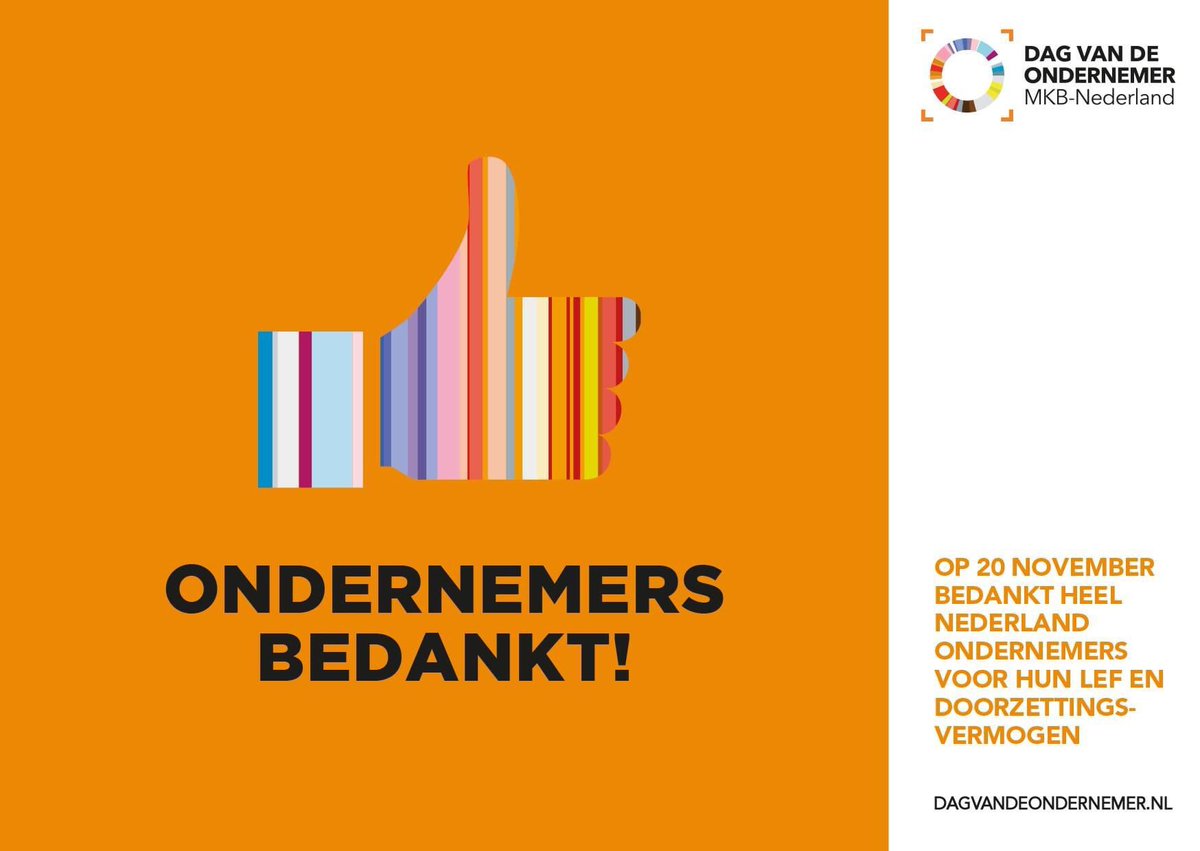 Vandaag is het de dag van de ondernemer. Een dag om trots te zijn op het MKB en alle ondernemers die zorgen voor werkgelegenheid en een krachtige economie! Bedankt voor jullie lef en doorzettingsvermogen! #ondernemen #mkbnl #onl #dagvandeondernemer #bedankt