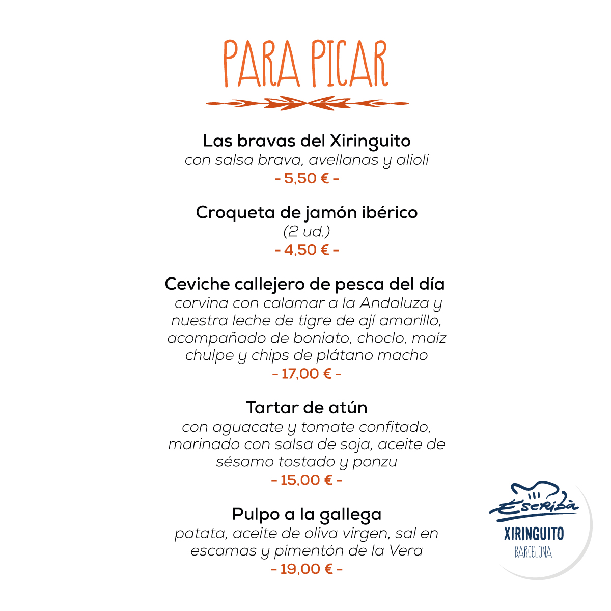 XiringoEscriba's tweet photo. Nos echas de menos? Nosotros también! 

Abrimos servicio take away, de 12:30 a 21:30. Llama al 932 21 07 29 y ven a buscarlo en el #XiringuitoEscribà. O te lo mandamos a casa con Glovo

Haz ya tu reserva para el lunes, llamando en el 932 21 07 29 o a través del Tenedor. https://t.co/gcjv2ijid9
