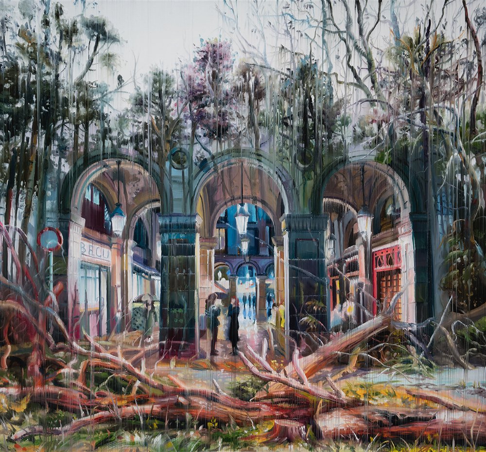 Jacob Brostrup is a Danish artist, he lives and works between Odsherred and Barcelona. In some of his pieces you can see Barcelona's scenes among Danish nature. In the image you can see Barcelona's Plaza Real.
galeriacontrast.com/ca/artista/jac…