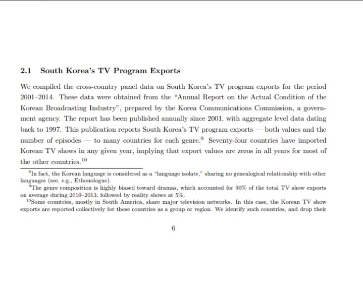 Tingginya minat pd Korean Wave dibuktikan Chang & Lee (2018) dari data 70 negara yg impor acara TV show dari Korea. Sepanjang tahun 1997-2014, valuenya tumbuh dari $8 - $336 Juta Dollar. Sedangkan untuk K-Pop, dari tahun 2005-2015, valuenya tumbuh dari $22-$381 Juta dollar.