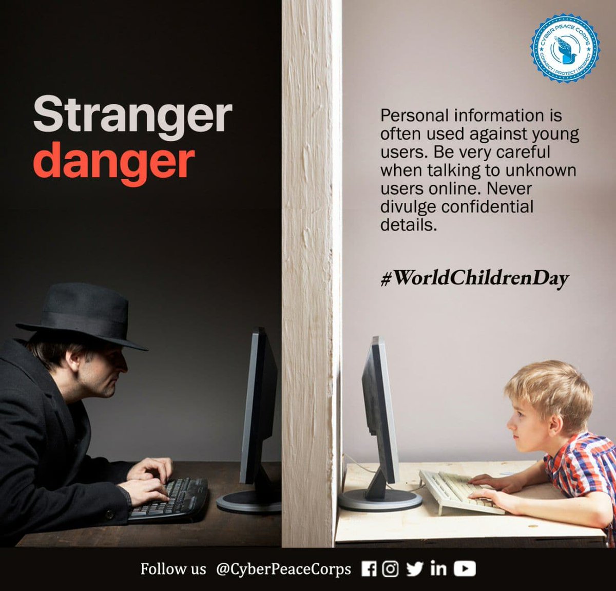 While using social media children usually trust an unknown adult easily and ultimately fall into the trap.

Hence, children's online activity should be properly monitored to keep them safe online.

#WorldChildrenDay  #CyberPeace  #cybersecurity