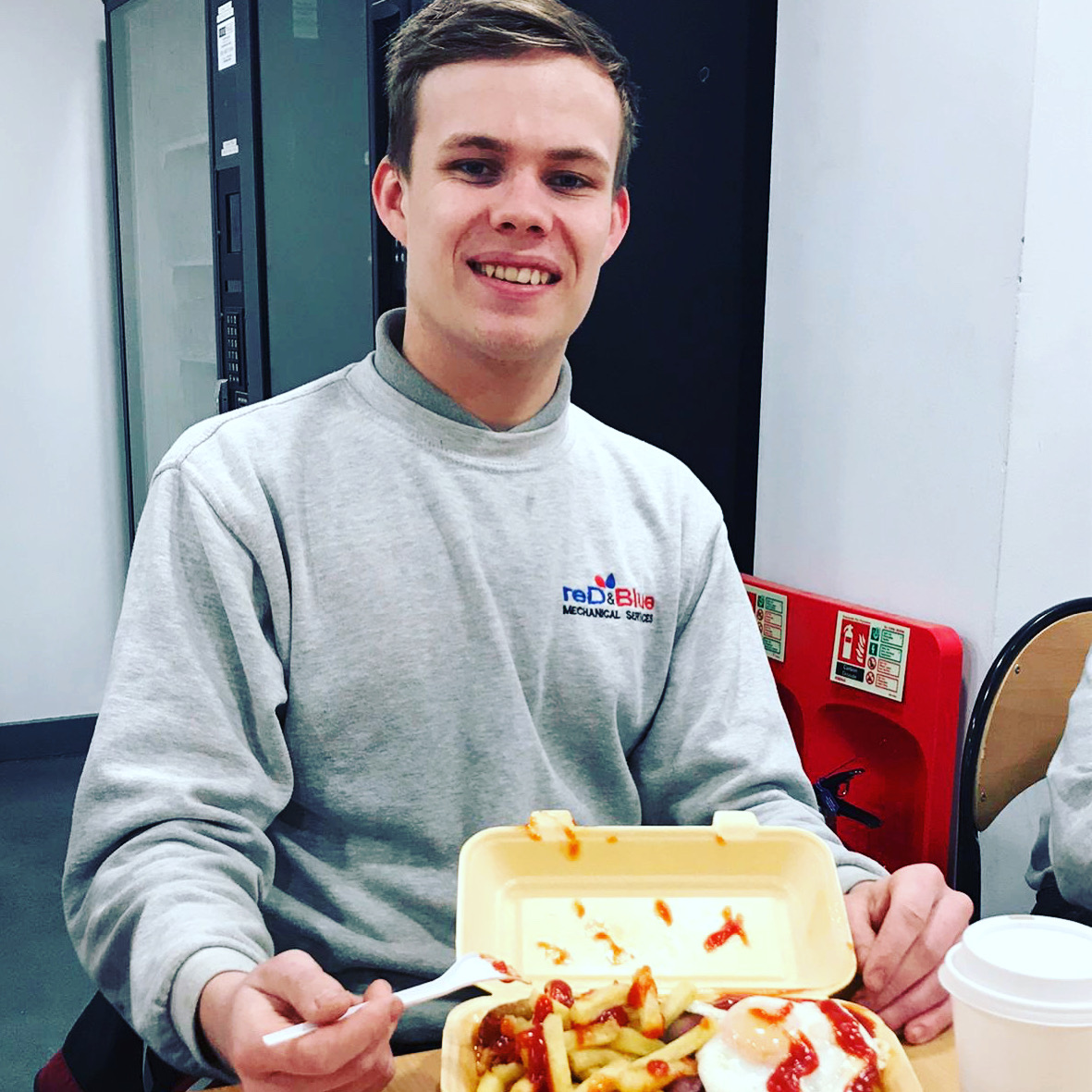 RedBlueLtd's tweet photo. The Grafter of the Week is Ryan. 👍 

Thankfully he takes more pride in his work than he does in his choice of free lunch. 😂 https://t.co/zhdNV1I12I