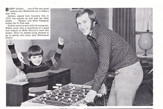 #11 - Bobby Graham of Motherwell decides to trounce the wean at table football