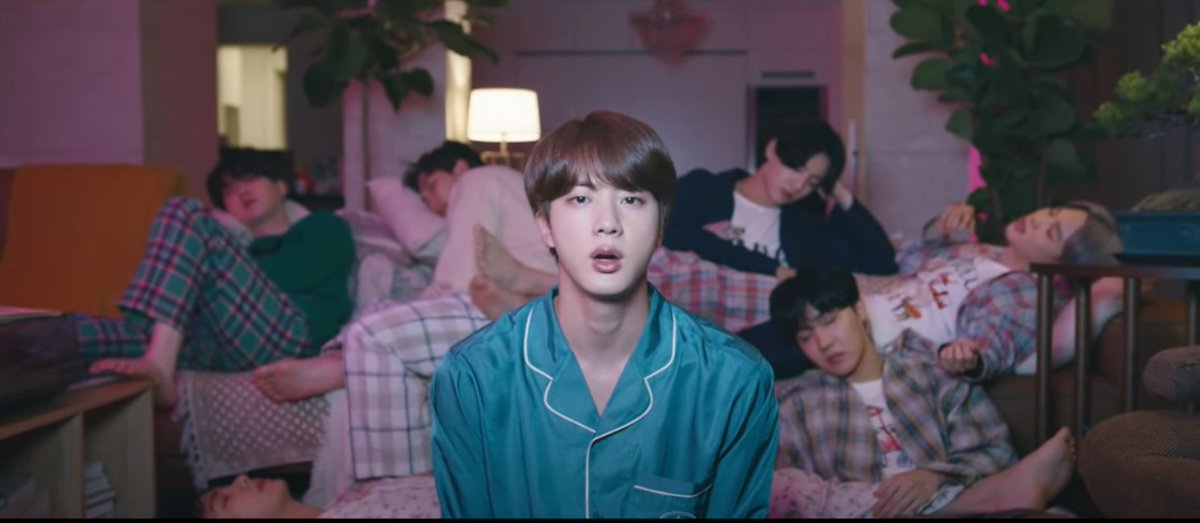 This "very important scene" in Jk's words, they're all asleep and only Jin is up, and Jin, aka BTS' emotional strength and centre of gravity according to this video responds "Hold my hand, To that future, lets run away...". He is directly answering to Tae's lines.