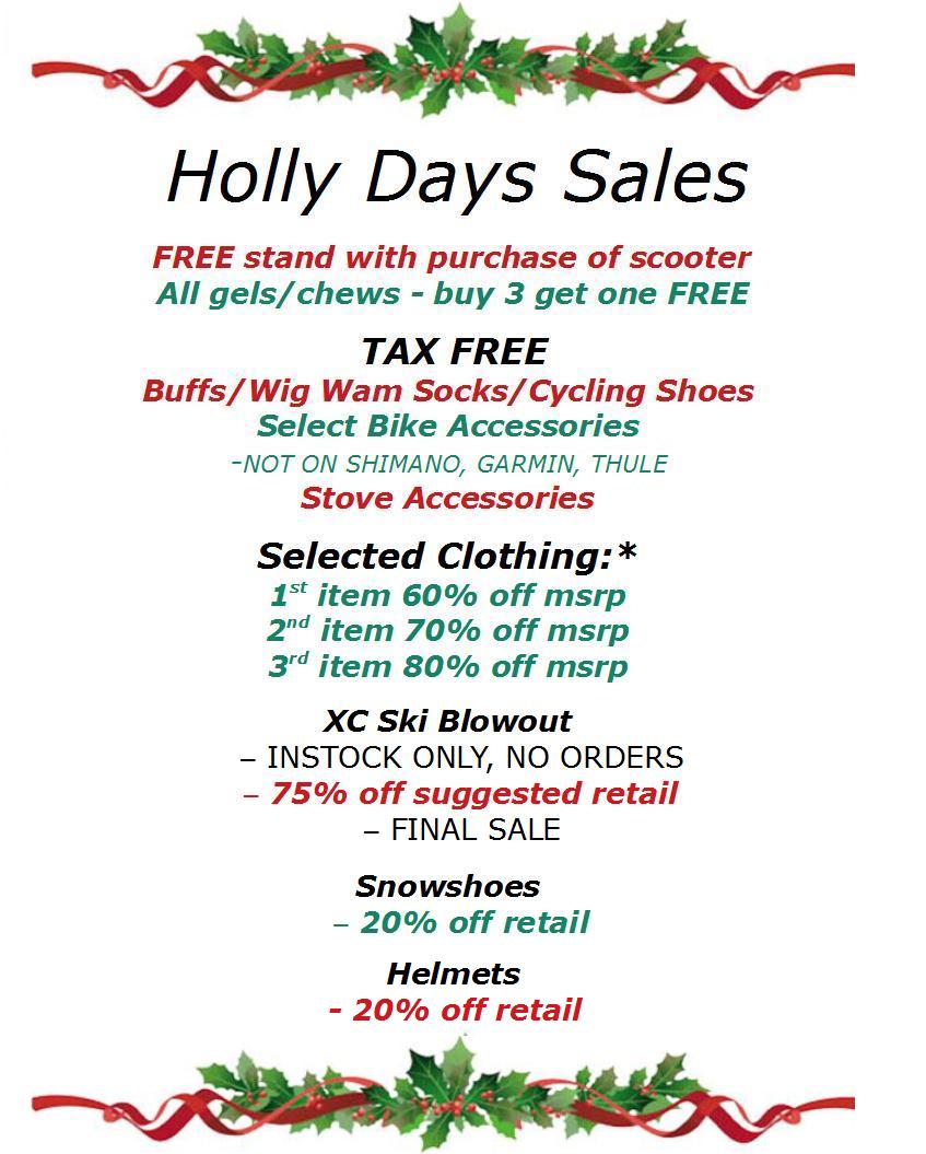 Drop in and take advantage of some great sales while supplies last!