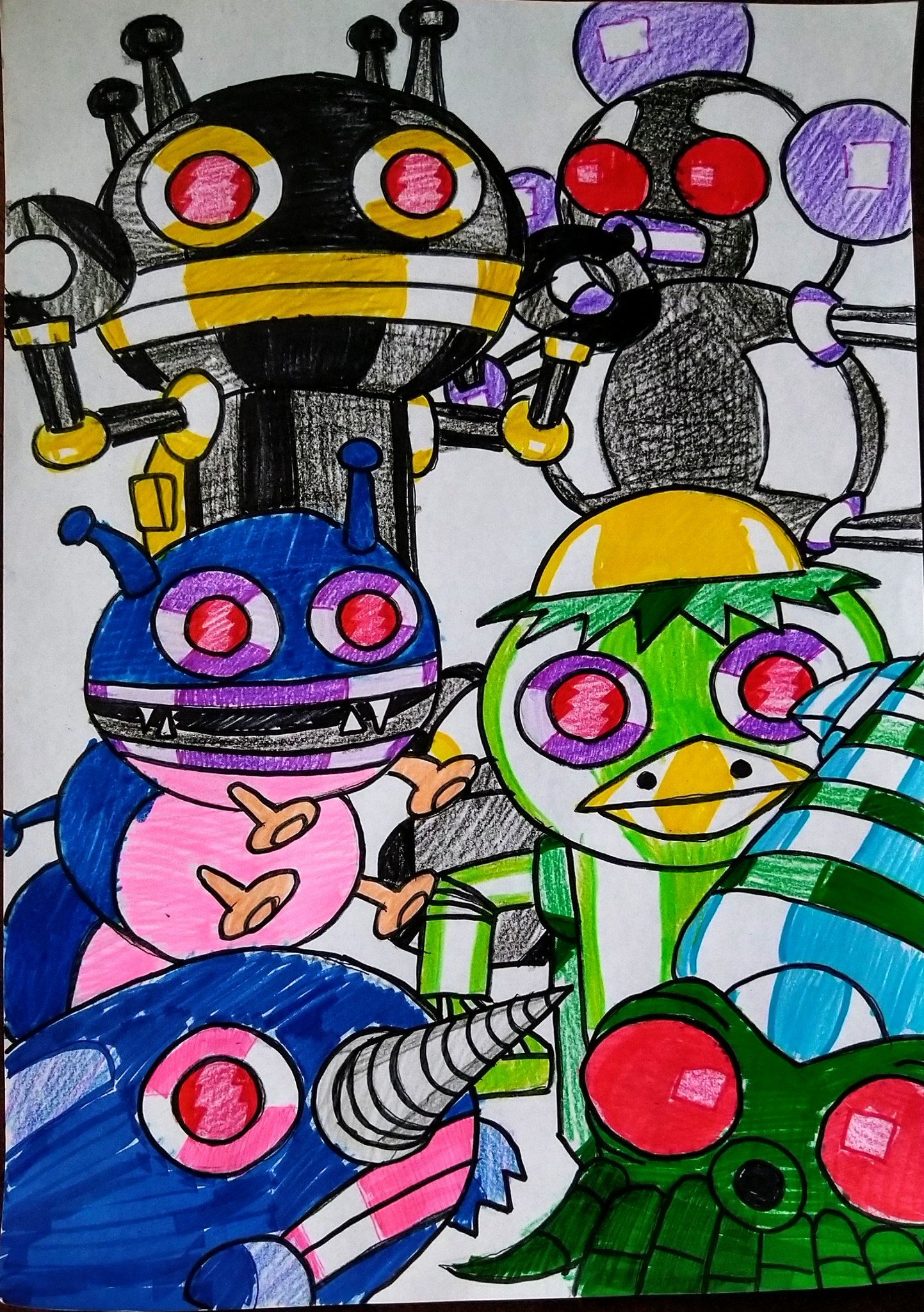 久住 不真面目なアカウント Twitterissa アンパンマン版深夜のお絵かき60分一本勝負 今回のお題 乗り物 バニラ姫の映画に登場した バイキンメカの一部 映画版ジャイアントだだんだん ジャイアントベアリングロボ ゴロンゴロ カッパラス もぐりん イカ