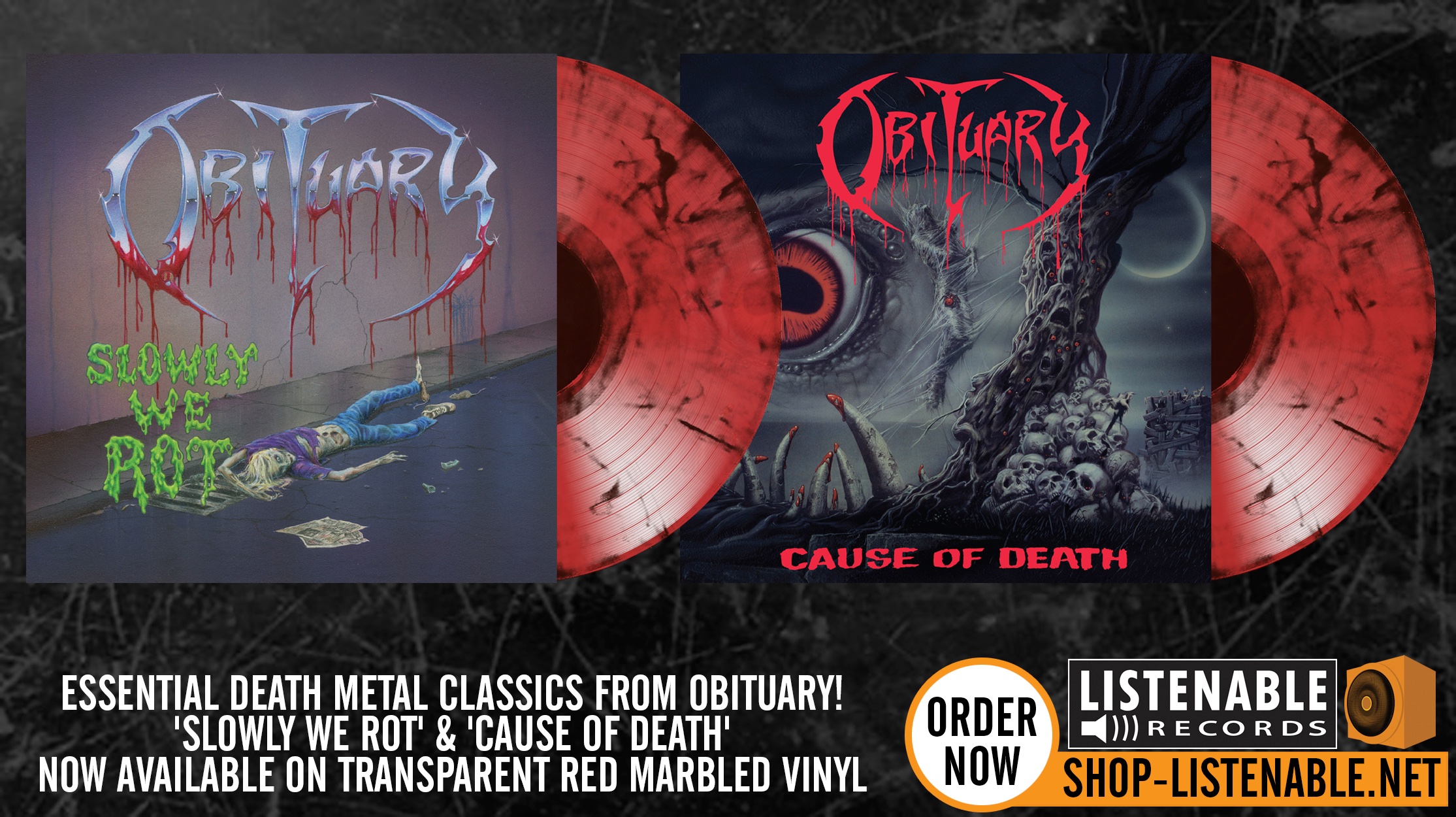 Listenable Records on Twitter: "OBITUARY : 'Slowly we rot' &amp; "Cause death" Limited edition in Transparent red / Black marble vinyl of 500 copies Worldwide ! https://t.co/OZRzf4ouP6 #obituary #listenablerecords # vinyl #vinylcollection #