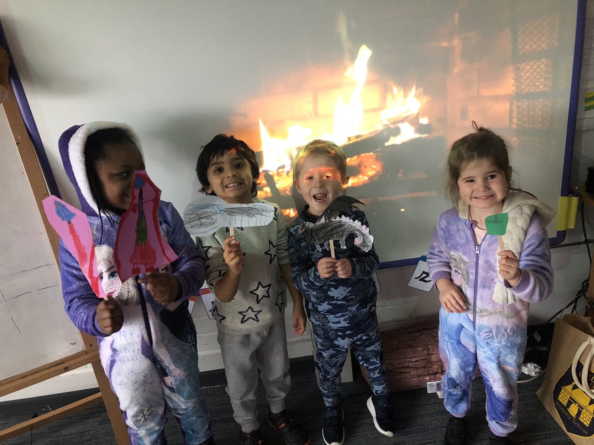 KirklistonPS's tweet photo. P1 loved PJ day for Scottish Book Week ✨📚 We cosied up to read some lovely books by our virtual fire, made our favourite characters into puppets, designed bookmarks &amp; even constructed cosy reading dens to toast ‘marshmallows’ #kps1D https://t.co/2jbqijvNRq