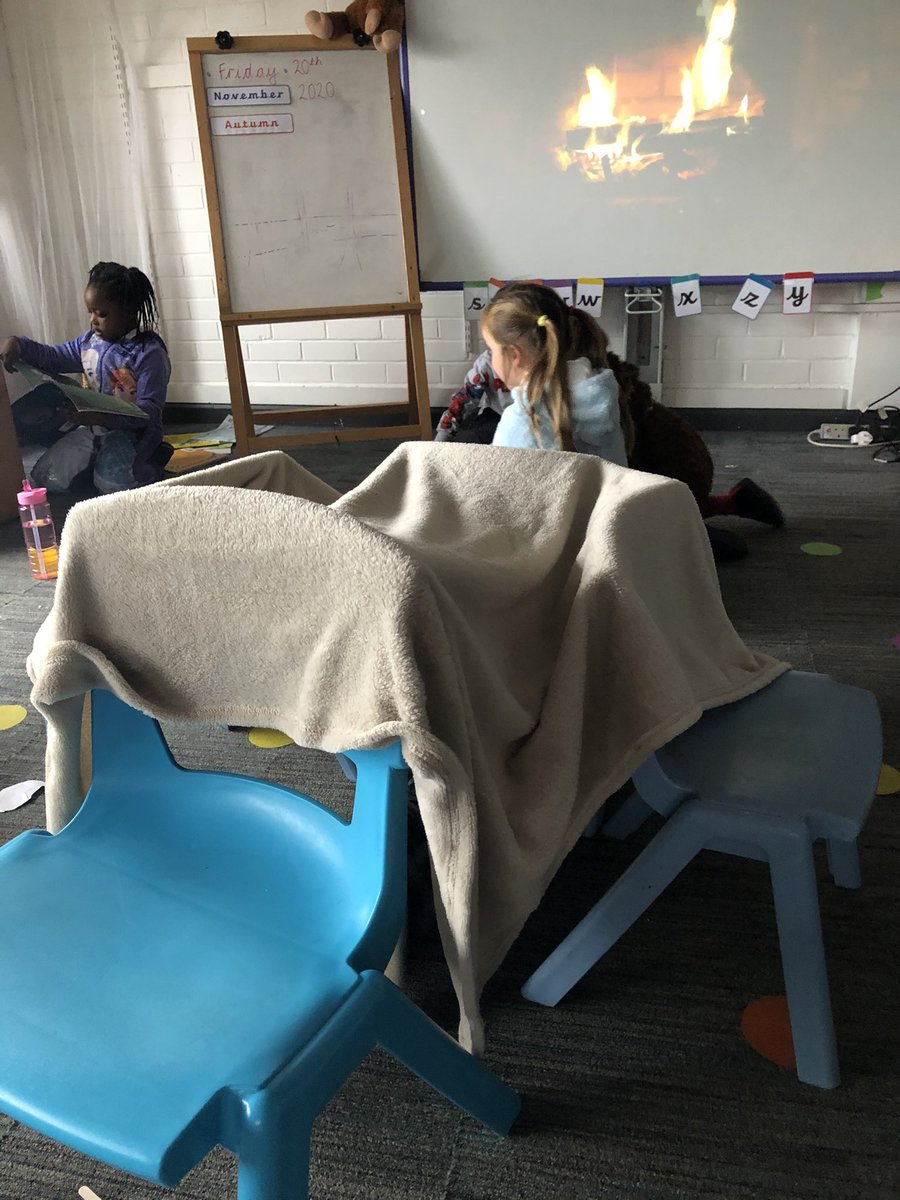 KirklistonPS's tweet photo. P1 loved PJ day for Scottish Book Week ✨📚 We cosied up to read some lovely books by our virtual fire, made our favourite characters into puppets, designed bookmarks &amp; even constructed cosy reading dens to toast ‘marshmallows’ #kps1D https://t.co/2jbqijvNRq