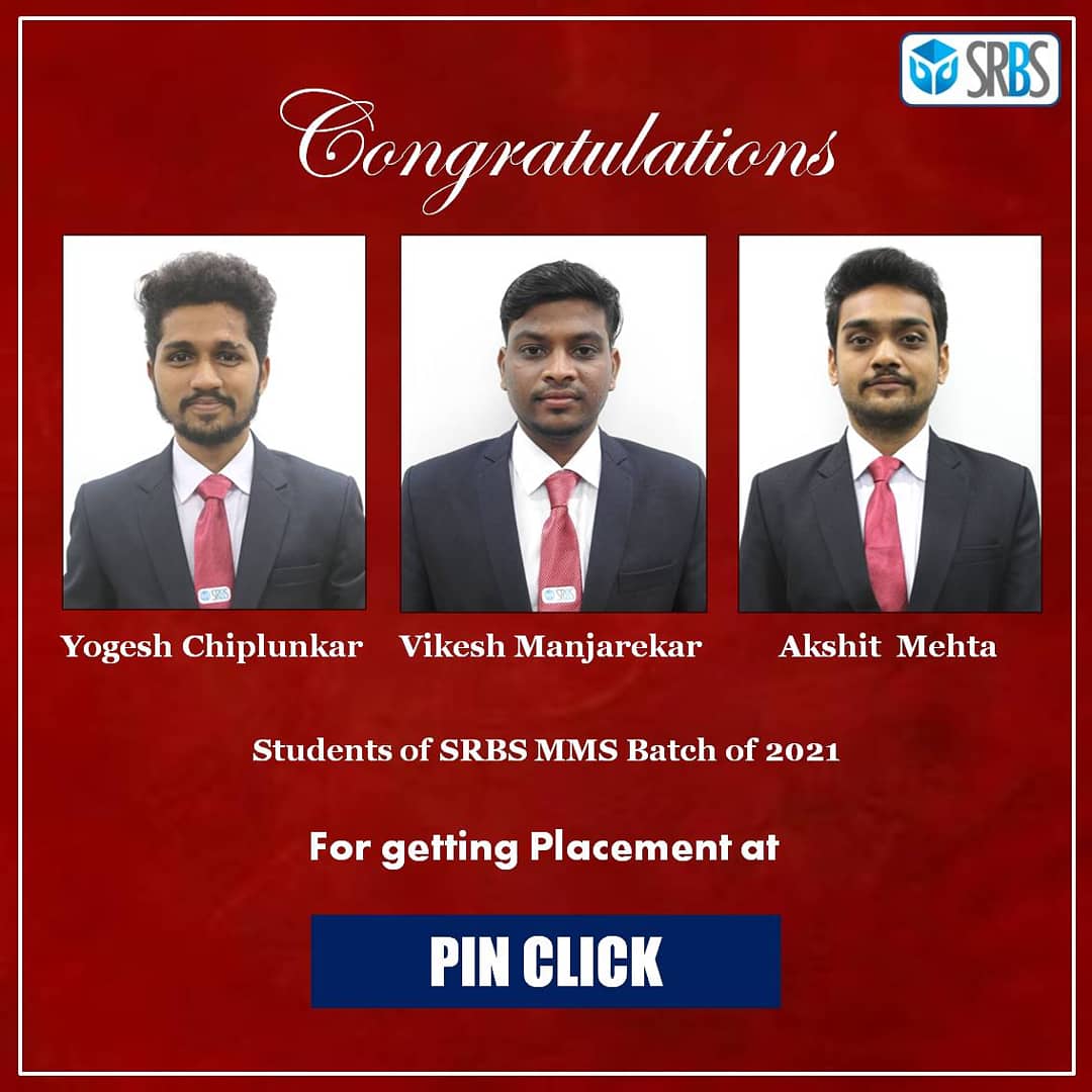 srbs_edu's tweet photo. Sheila Raheja School of Business Management and Research, Congratulates Yogesh Chiplunkar, Vikesh Manjarekar and Akshit Mehta from MMS batch for getting Placement at PIN CLICK.
.
.
.
.
.
#srbs #sgrfoundation #rahejaacademia #placement #mms #career #job https://t.co/NRIs4rpQnj