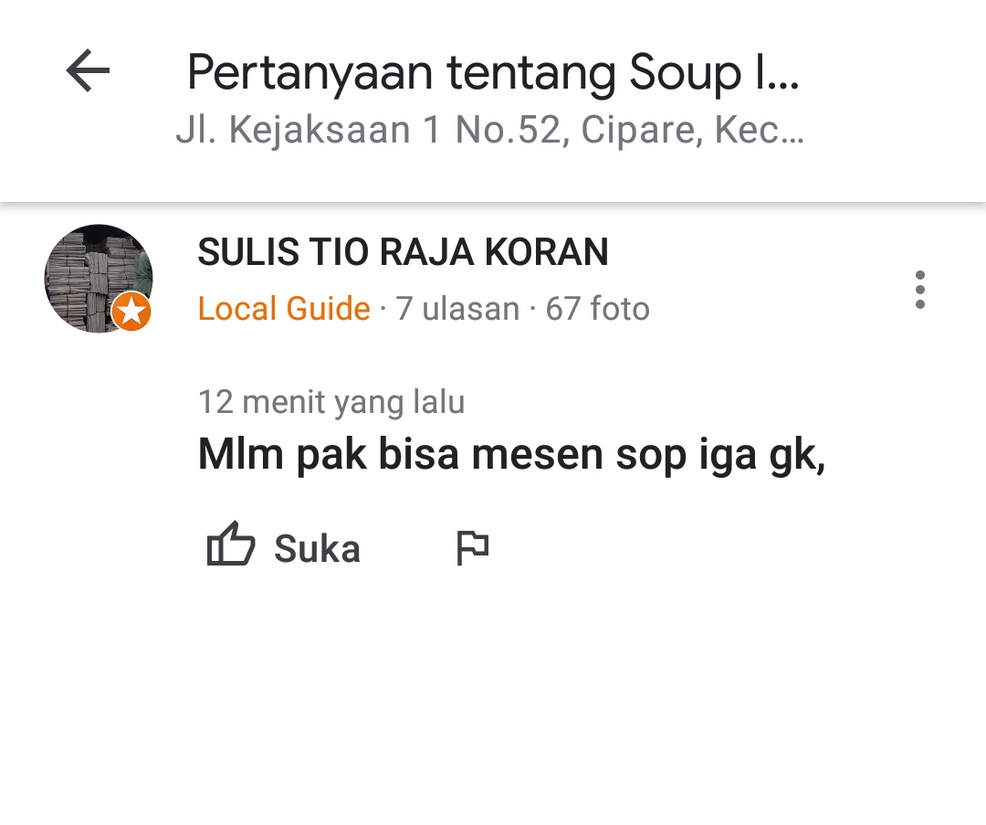 SenpaiUkie's tweet photo. Ga salah si komen di google maps.. emang blm tau ya klo ada aplikasi gojek atau grab?😂😂 @onecak https://t.co/4xTuERAu7e