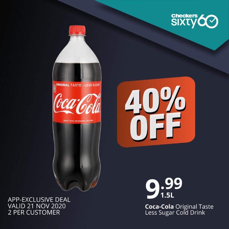 CheckersSA's tweet photo. Get up to 50% off these #Sixty60 #BlackFriday grocery deals until 21 November. Shop in 60 seconds and we’ll deliver your order in 60 minutes. Don’t miss out – get the app to get these app-exclusive deals. While stocks last.