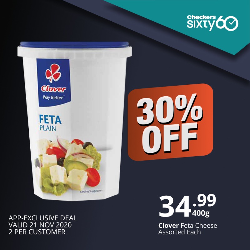 CheckersSA's tweet photo. Get up to 50% off these #Sixty60 #BlackFriday grocery deals until 21 November. Shop in 60 seconds and we’ll deliver your order in 60 minutes. Don’t miss out – get the app to get these app-exclusive deals. While stocks last.