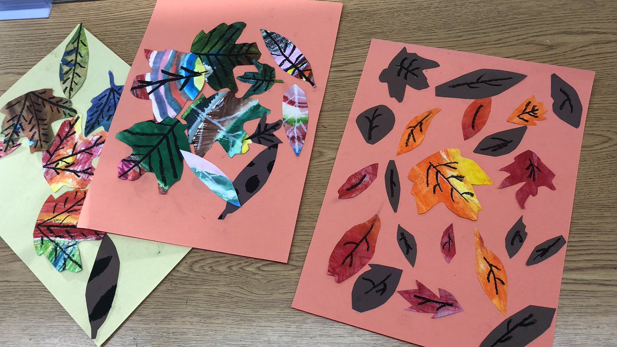 aithomas87's tweet photo. I am in love with these Painted Paper Leaf Collages!   #KWEfinearts #LampasasISD https://t.co/utwq91Fabz