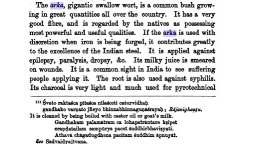 Charcoal obtained from the destructive distillation of arka wood is highly valuable and was used as a component of explosive powder (my dad confirms this, growing up he saw arka (jilledu) coal powder used in flower pots, etc.