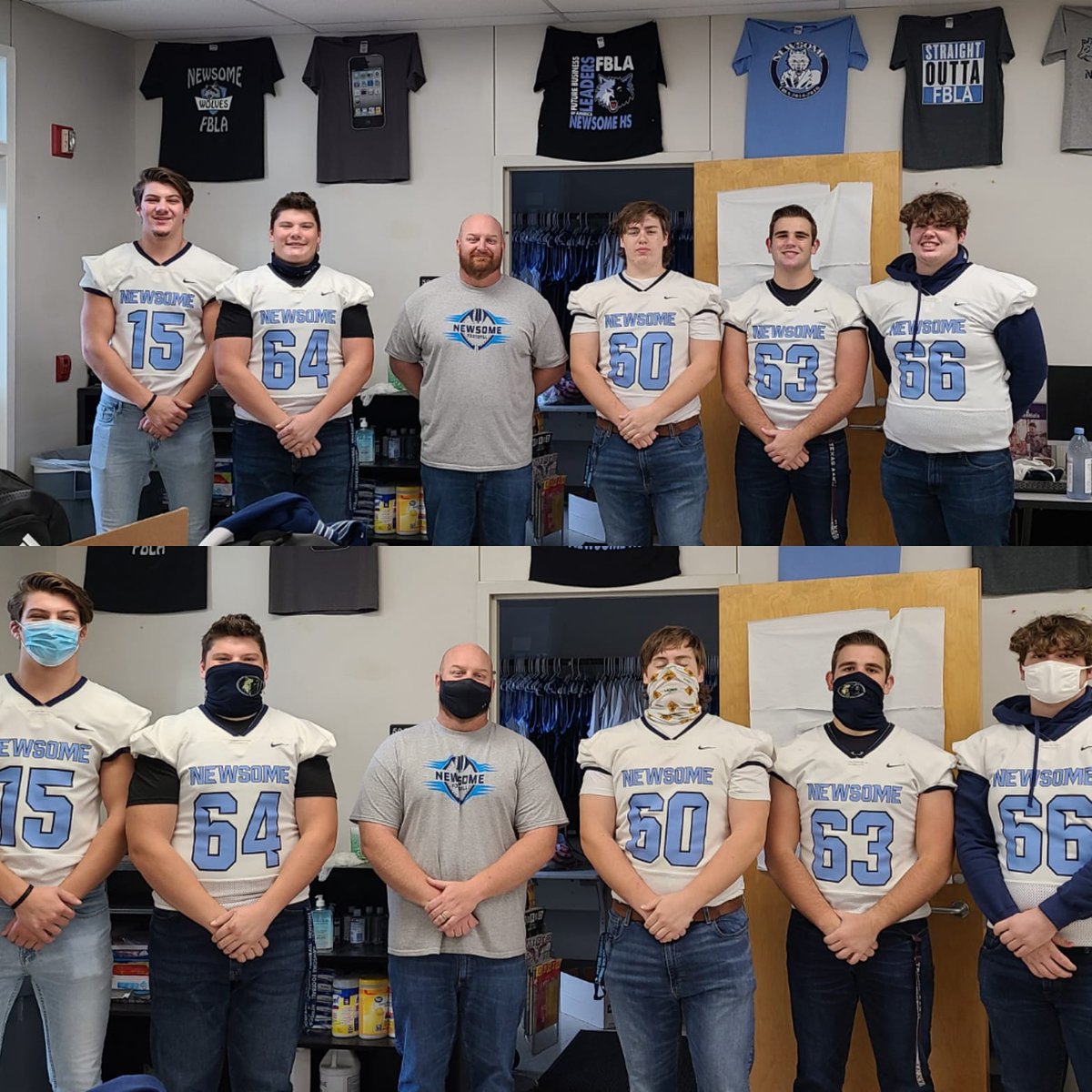 20-21 Senior OL! Saying this group has fought some adversity is an understatement. Proud of their perseverance! #bleedblue #tradition <a href="/Zwbfootball64/">Zach Brown</a> <a href="/ZachClay8/">Zach Clay</a> <a href="/MaxPaplin/">Max Paplin</a> <a href="/ThomasHeeps/">Thomas Heeps</a> <a href="/Cade_OHehir/">Cade O’Hehir</a> <a href="/NewsomeWolvesFB/">NewsomeWolvesFootball</a>