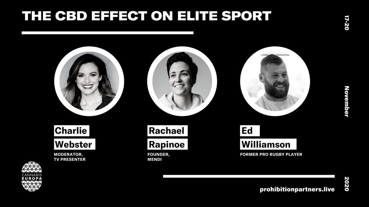 cannabiseuropa's tweet photo. The first panel of #PPLIVE will see Cannabis Europa hosting:  'The CBD Effect on Elite Sport' 

Join our panel, featuring:

Broadcaster Charlie Webster | @CharlieCW 
Former Pro Footballer &amp; @themendico Co-Founder  Rachael Rapinoe
Former Pro Rugby player Ed Williamson | @EdWins316 https://t.co/RWcUxPVbWA