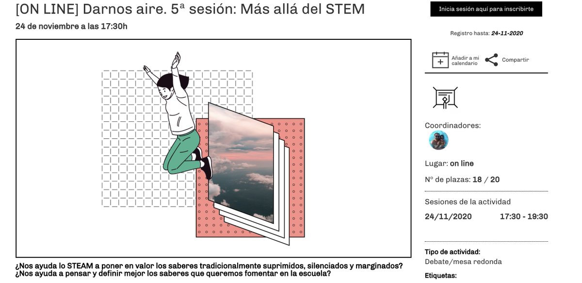 c_magro's tweet image. "Debemos aprender a reclamar los aprendizajes por encima de los descubrimientos. Aprender a diseñar y habitar situaciones en las q interesa menos cazar respuestas q dejarse atrapar por preguntas" medialab-prado.es/sites/default/… @acorsin nos invita a #darnosaire 👉 medialab-prado.es/actividades/li…