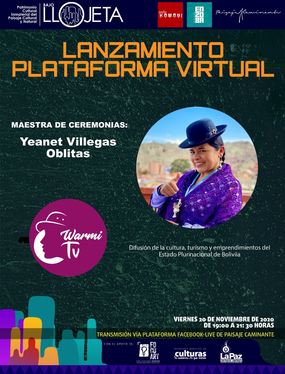 es_patrimonio's tweet photo. Conduce esta velada cultura nada más y nada menos que la warmi más power de la televisión boliviana #WarmiTv
Aquí tienes el link del evento, la transmisión será por la página está noche a las 19:00 ♥️ https://t.co/RDU79DRRYv https://t.co/scuUjQm0WZ