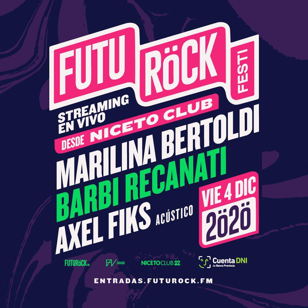 🌶️ El 04 de diciembre se viene una nueva edición del Festival Futurock ⭐️ <a href="/barbirecanati/">Barbi Recanati</a>, <a href="/MarilinaBrtoldi/">marilina</a> y <a href="/axelfiks/">axel fiks // ariano grande</a> EN VIVO por streaming desde <a href="/NicetoClub/">Niceto Club</a> 🔥 Las entradas se consiguen en entradas.futurock.fm y socies de la Comunidad Futurock tienen descuento 😉