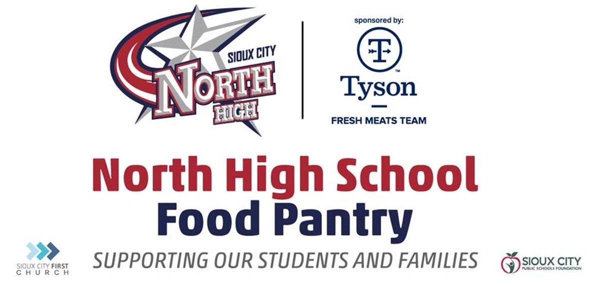 StarsCounseling's tweet photo. The Sioux City North High School Food Pantry will be open today from 3:15-4:00.  Remember it is a "drive through" pantry.  Drive up under the skywalk and we will drop your box right in your vehicle!  
Have a great Friday! https://t.co/2RN8Qb4akQ