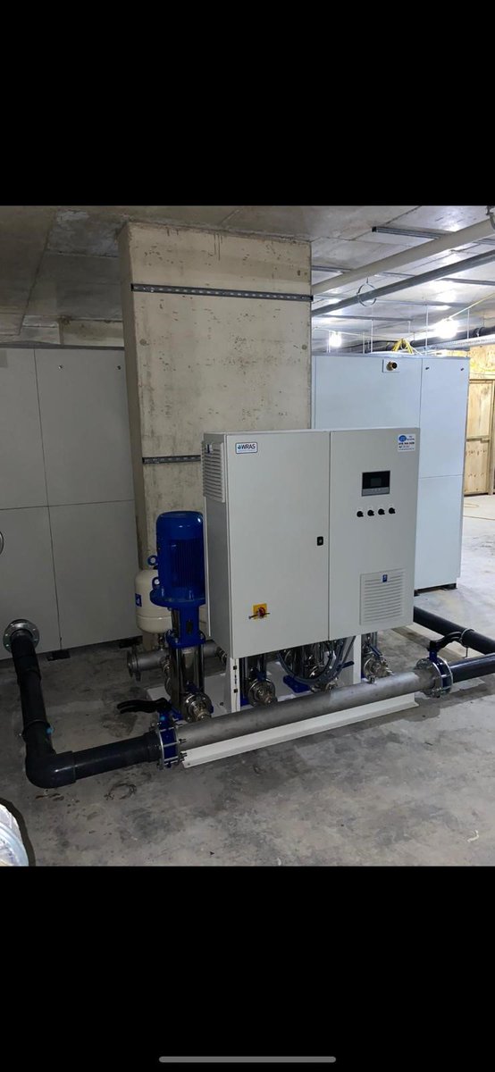 DPandT's tweet photo. Some nice site works carried out by our engineers this week. This 4 pump 100mm booster set has been connected to the sectional tank on site ready for the customer to continue their plant room installation.

#dpt #onsiteservices #engineers #water #tanks #construction https://t.co/zFKlGYObPz