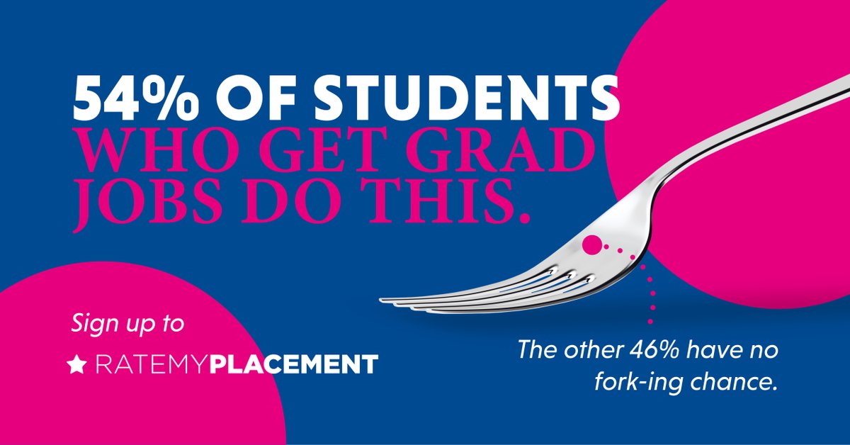 Sign up today to
RateMyPlacement:
 ocply.co/rate-signup-00… 

Find paid work experience as internship or placement
Give yourself a great fork-ing chance
of getting a grad job after university

#internship #placement #university #undergraduate #postgraduate #part-time #full-time