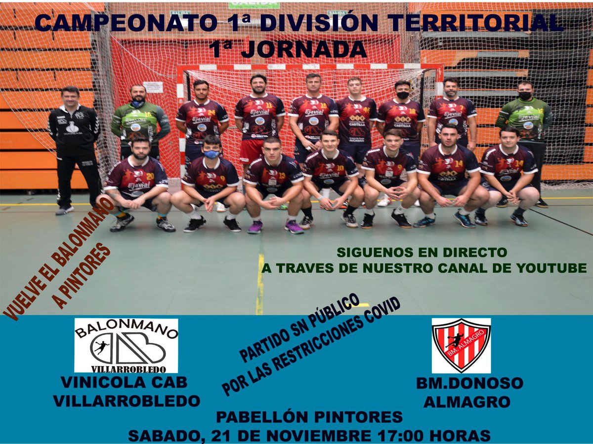 CABvdo's tweet photo. 🚨MAÑANA EMITIMOS EN DIRECTO por YouTube‼️ 

 🎯 OBJETIVO CUMPLIDO👇
https://t.co/jH1kpexh4b

☝️Con casi 1000 suscriptores YouTube nos da vía libre para emitir el partido de la 1ª jornada

⏰ 17:00
🏠 Pab Pintores 
🤾‍♂️ VINÍCOLA CABVillarrobledo 🆚 Donoso @BmAlmagro 

#somoselCAB https://t.co/DGeQj5uYPs