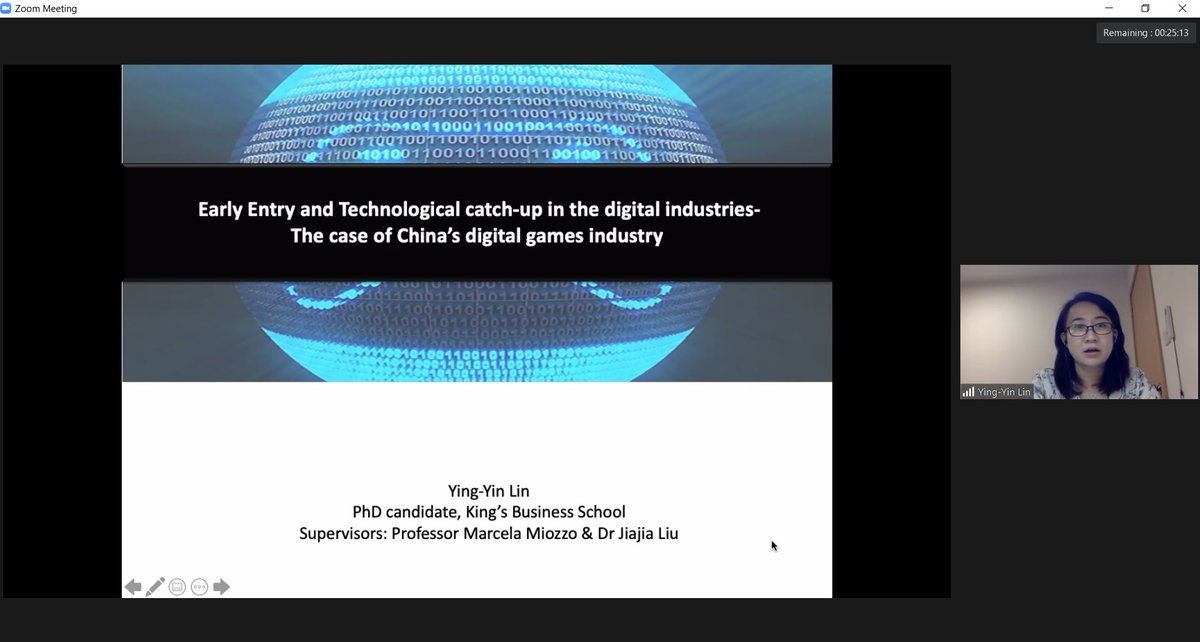 ULMS_IaB's tweet photo. Ying-Yin Lin, PhD candidate from @KingsCollegeLon presenting her paper on the evolution of digital gaming industry in China at our early-career workshop today @ULMS_IaB @UoLManSchool #innovation  #pdw #DigitalTransformation https://t.co/jX0rpmuMv0