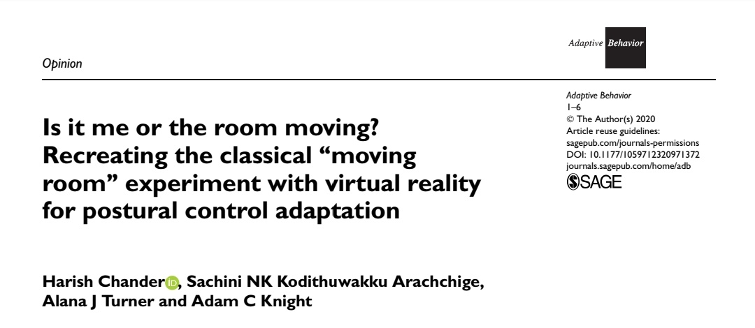 MSU_NMLab's tweet photo. New Paper Alert from @MSU_NMLab 
Is it me or the room moving? Recreating the classical Lee &amp; Aronson (1974) "moving room" experiment using virtual reality. #virtualmovingroom https://t.co/aRdpNWbjOx 
@H_Chander @nimrekhakodi @AlanaJTurner @Dr_AK @msstatekine @CollegeofEd_MSU https://t.co/QFosGLNOcn