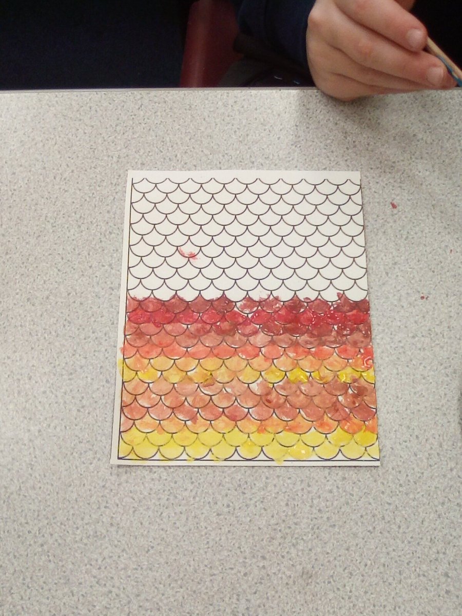 LakesideYork's tweet photo. Delightful Dragon scales. Team Hazel have created Dragon scales. We used ideas from the descriptions in The Boy Who Grew Dragons. #art #andyshepherd https://t.co/nlheAfZBzJ