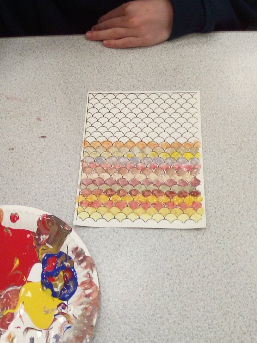 LakesideYork's tweet photo. Delightful Dragon scales. Team Hazel have created Dragon scales. We used ideas from the descriptions in The Boy Who Grew Dragons. #art #andyshepherd https://t.co/nlheAfZBzJ