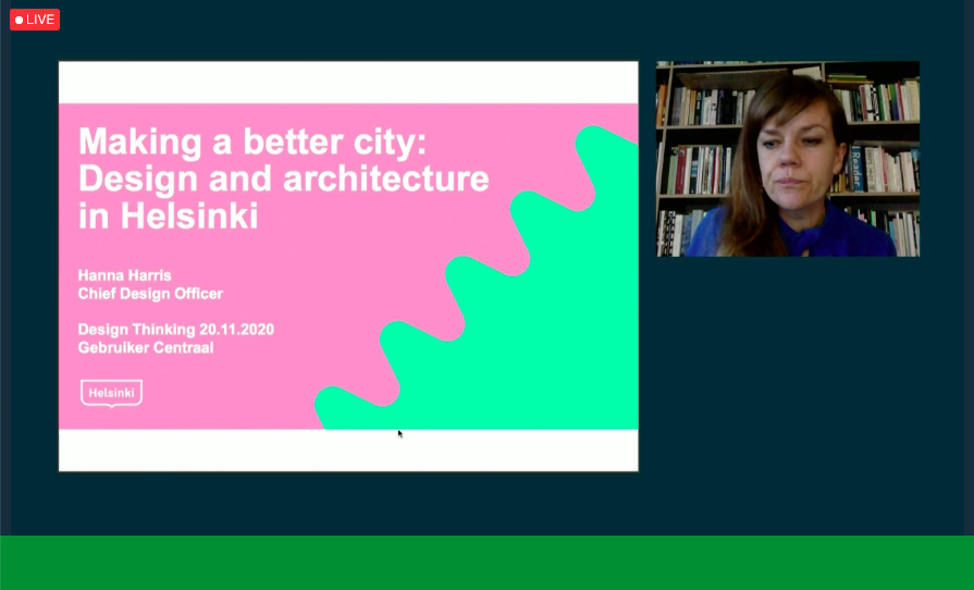 GebrCentraal's tweet photo. De laatste keynotespreker van vandaag: Hanna Harris, Chief Design Officer van de stad Helsinki. Alle keynotesprekers zijn opgenomen en worden vanaf volgende week op onze website gepubliceerd. Hou onze social media in de gaten! #GCDesignThinking https://t.co/IlACpQ1UdE