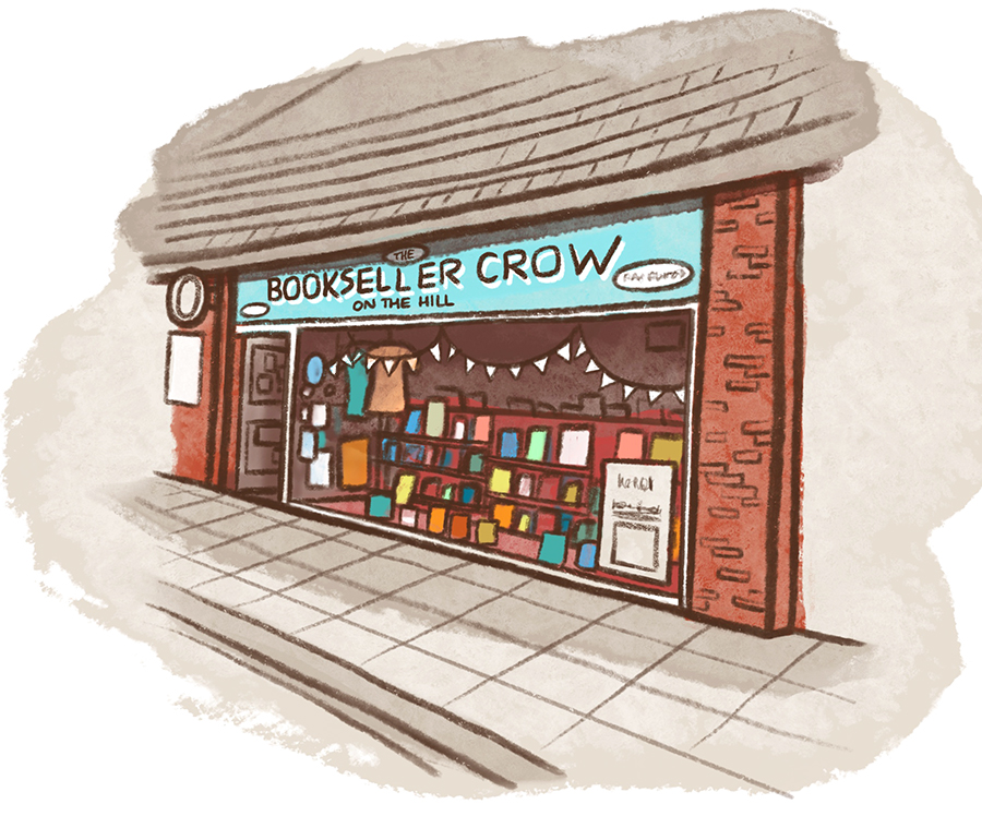 Here's my local bookshop <a href="/booksellercrow/">Bookseller Crow</a> for <a href="/SelfMadeHero/">SelfMadeHero</a>'s Draw Your Bookshop campaign. They were really nice about stocking my first ever self-published book, and they like comics! ❤️
#DrawYourBookshop