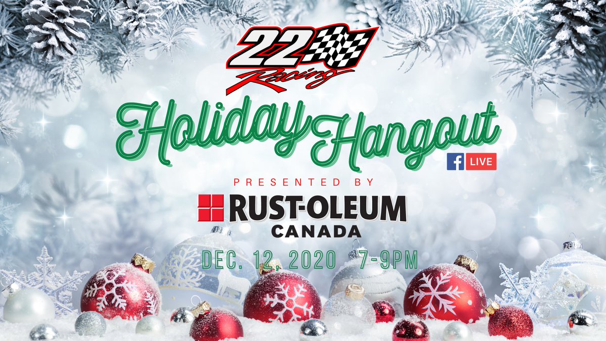 22RacingTeam's tweet photo. We need to stay connected more than ever this year so we're hosting a FREE Facebook #LiveStream Holiday Hangout presented by @RustOleumCA. Join us for #magic, #mentalism, #music + special guests on Dec. 12, 2020 from 7–9 PM EST
https://t.co/lLYeRSAi7k
#RustoleumCAN https://t.co/xYOqaKDOd8