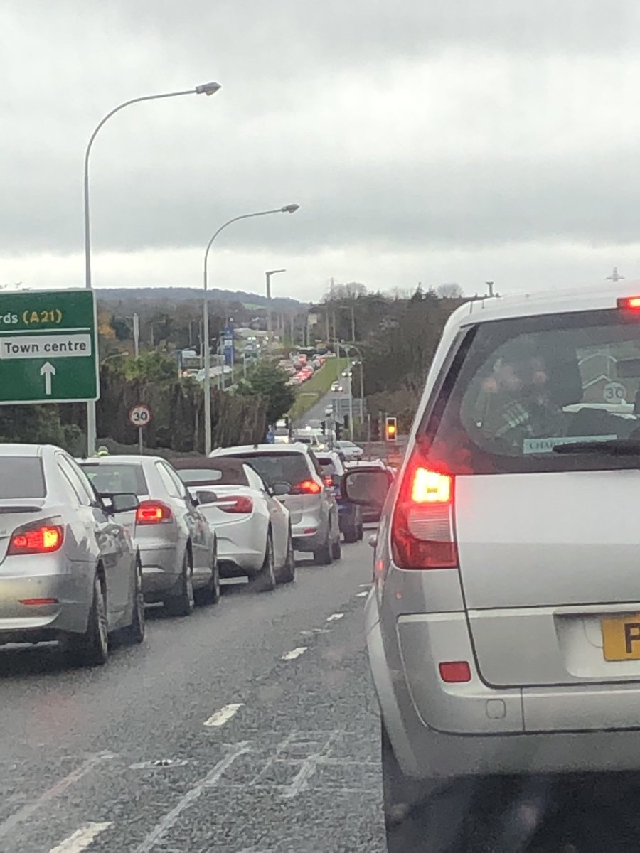 Bumper to bumper to get into the shopping centre in Bangor...