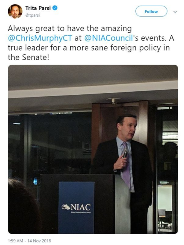 20)“Murphy is a frequent speaker at the National Iranian American Council, a lobbying group with alleged links to the Islamic Republic of Iran.”He also criticized the killing of Soleimani, the world's most notorious terrorist, who also killed more than 600 US soldiers in Iraq.