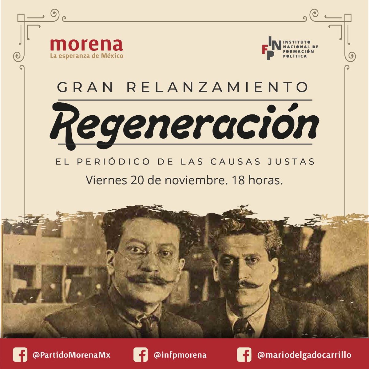 RedAMLOmx's tweet photo. Hoy haremos el relanzamiento de Regeneración para que vuelva a ser la principal herramienta de información y formación de la militancia de #Morena. 

Vamos a abrir el diálogo con la comunidad, libre de las campañas de desinformación y fake news de la derecha.
 @mario_delgado https://t.co/gfozTmyt7R