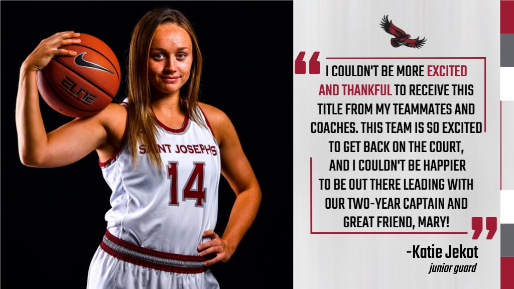 SJUHawks_WBB's tweet photo. Head coach @CindyGriffin11 is thrilled to announce this year’s 2020-21 team captains... Mary Sheehan and Katie Jekot! 🤩

Release: https://t.co/qqLUtBQUKz #THWND https://t.co/ieift3cQXG