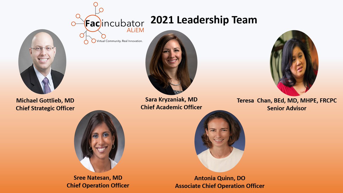 Faculty Incubator (@aliemfac) on Twitter photo Congratulations to our 2021-2022 Faculty Incubator Leadership Team (<a href="/MGottliebMD/">Michael Gottlieb</a> <a href="/SMKrzyz/">Sara Krzyzaniak</a> <a href="/TChanMD/">Teresa Chan | ι³ζζ‘</a> <a href="/sreeja_natesan/">Sree Natesan, MD (she/her)</a> <a href="/dr_aquinn/">Antonia Quinn DO</a>).
Thank you for sharing your innovation, creativity, and passion for #MedEd with our community! Congratulations to our 2021-2022 Faculty Incubator Leadership Team (<a href="/MGottliebMD/">Michael Gottlieb</a> <a href="/SMKrzyz/">Sara Krzyzaniak</a> <a href="/TChanMD/">Teresa Chan | ι³ζζ‘</a> <a href="/sreeja_natesan/">Sree Natesan, MD (she/her)</a> <a href="/dr_aquinn/">Antonia Quinn DO</a>).
Thank you for sharing your innovation, creativity, and passion for #MedEd with our community!
