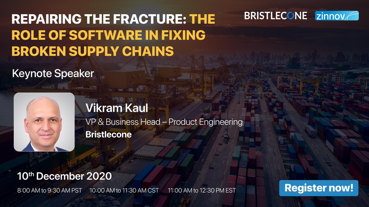 Zinnov's tweet photo. Be a part of this insightful keynote by @Vikram_Kaul, VP &amp; Business Head - Product Engineering, @BristleconeSCC at our upcoming roundtable and learn how #ISVs can augment their solutions to cater to the evolving #SupplyChainManagement landscape. Register: https://t.co/fISI7RFUhD https://t.co/ELDkwSnkce
