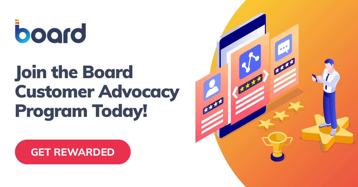 We’re excited to announce the new Board Advocacy Program for customers! Participate in advocacy to earn points and cash them in for rewards. Join today for an instant 200 points. To learn more, check out the blog post on our community: on.board.com/2HiZ4GG #BoardHeros