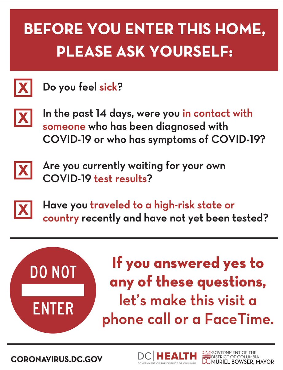 MayorBowser's tweet image. 🖨️Print and hang these signs up if you're having guests over.

📲 Don't have printer access? Send them this link: bit.ly/dcsignage

Setting ground rules for guests can be difficult, but it will help keep you and your loved ones safe.

#MaskUpDC