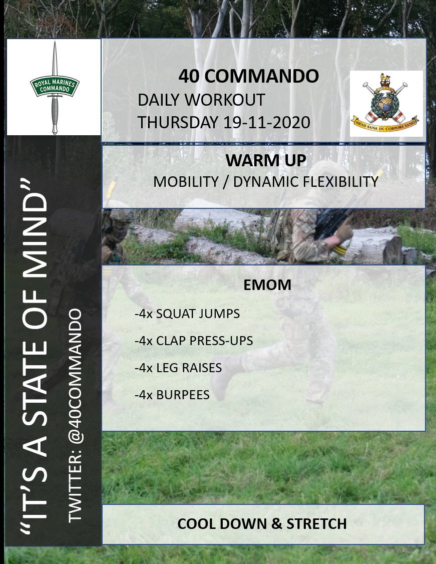 NAVYfit's tweet image. The PTs from @40commando have #lockdownphys workouts for you to try!! Remember to warm up correctly and stay hydrated during the session. We encourage personnel to stay active while following Government Guidelines &amp;amp; social distancing.

#NAVYfit #HomeWorkOut #health #wellbeing
