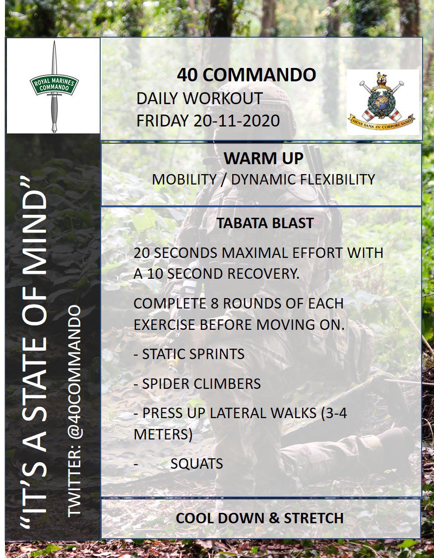 NAVYfit's tweet image. The PTs from @40commando have #lockdownphys workouts for you to try!! Remember to warm up correctly and stay hydrated during the session. We encourage personnel to stay active while following Government Guidelines &amp;amp; social distancing.

#NAVYfit #HomeWorkOut #health #wellbeing